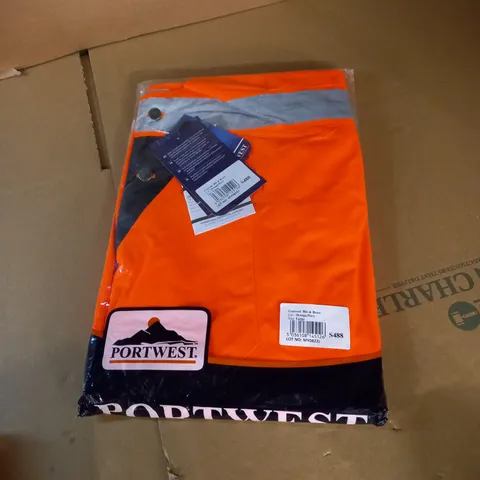 PORTWEST LARGE BIB AND BRACE IN ORANGE AND NAVY CONTRAST