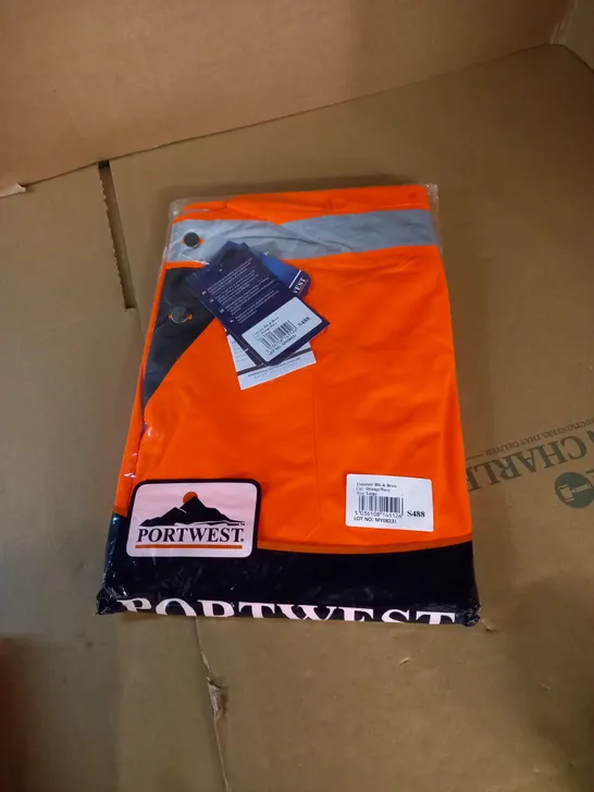 PORTWEST LARGE BIB AND BRACE IN ORANGE AND NAVY CONTRAST