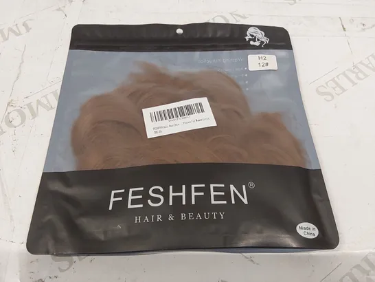 BOX CONTAINING APPROXIMATELY 100 FESHFEN BROWN HAIR BUN EXTENSIONS