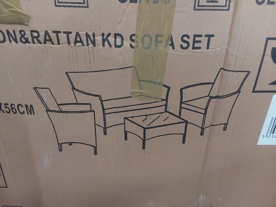 BOXED 4PC RATTAN PATIO/GARDEN SET - GREY (1 BOX)