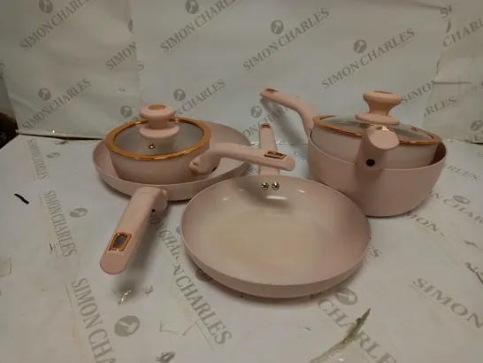 TOWER CAVALETTO 5-PIECE COOKWARE SET, PINK & ROSE GOLD (T800232PNK)