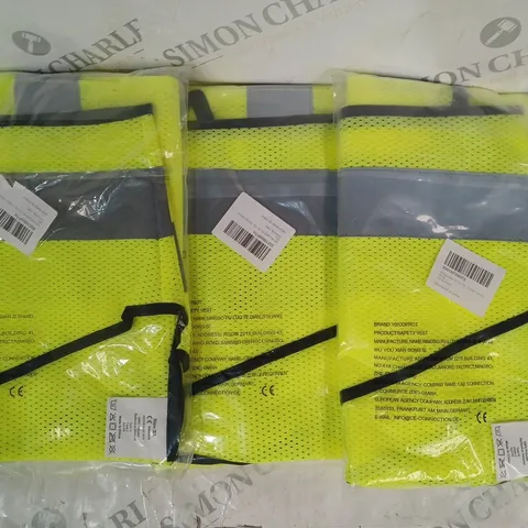 APPROXIMATELY 5 ASSORTED HI-VIS SAFETY VESTS IN VARIOUS SIZES