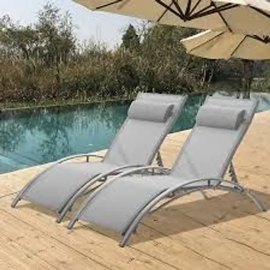 BOXED SET OF 2 BALI SUN LOUNGERS IN GREY (1 BOX)