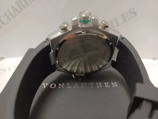 MENS VONLANTHEN CHRONOGRAPH WATCH – V200 – TEXTURED DIAL – 3ATM WATER RESISTANT – BLACK RUBBER STRAP