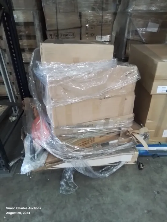 PALLET CONTAINING VARIOUS FURNITURE PARTS AND HOUSEHOLD ITEMS