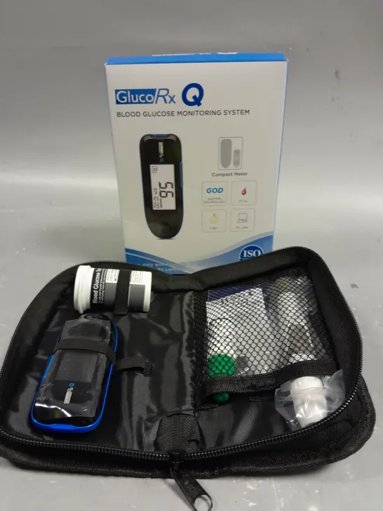 boxed gluco rx q blood glucose monitoring system 