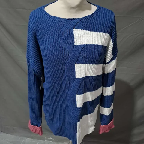 WHITE STUFF UNA STRIPE JUMPER IN BLUE MULTI SIZE 14