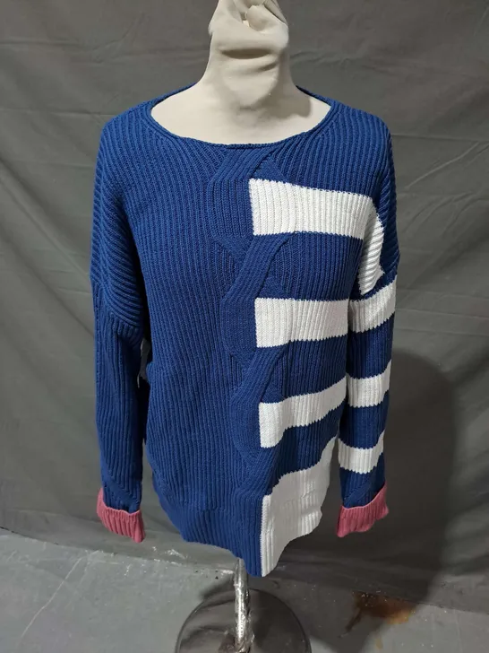 WHITE STUFF UNA STRIPE JUMPER IN BLUE MULTI SIZE 14