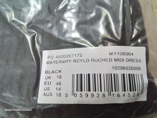 CASE OF APPROXIMATELY 17 RUCHED MATERNITY MIDI DRESSES BLACK SIZE 18