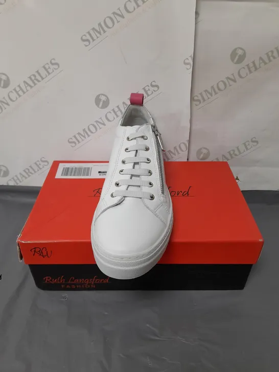 RUTH LANGSFORD LADIES WHITE AND SILVER TRAINERS SIZE EU 40