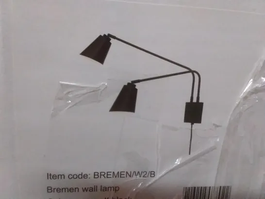 BOXED BREMEN 2-LIGHT PLUG-IN SWING ARM FIXTURE MATT BLACK