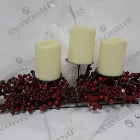 HOME REFLECTIONS MIXED BERRY CANDLE HOLDER WITH LED CANDLES