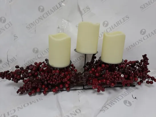 HOME REFLECTIONS MIXED BERRY CANDLE HOLDER WITH LED CANDLES