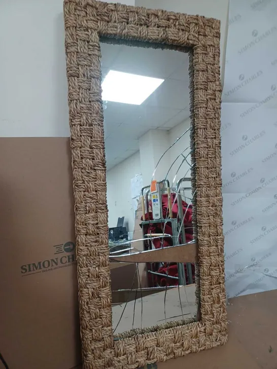 BOXED RECTANGLE WOVEN MIRROR 100CM 