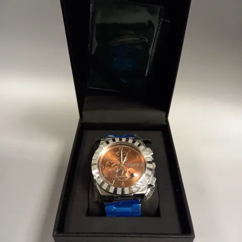 BOXED GAMAGES DISTINGUISH STEEL BRONZE DIAL WATCH 