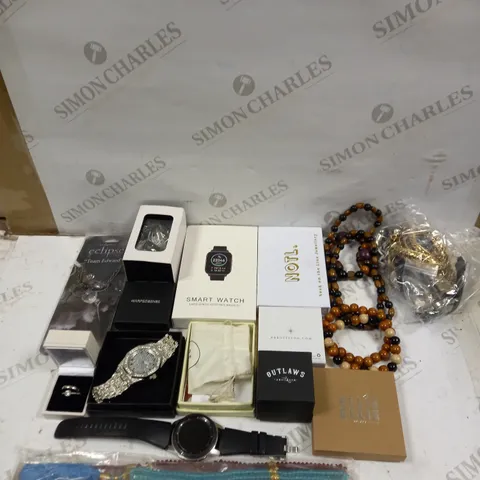 LOT OF ASSORTED JEWELLERY TO INCLUDE WATCHES, NECKLACES AND RINGS