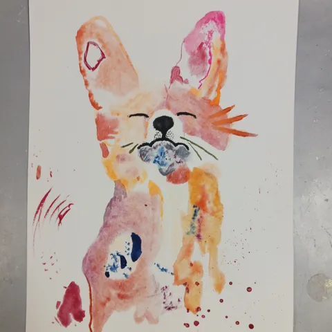 SIGNED AND DATED 50 SHADES OF RED FOX WATER COLOUR PAINTING