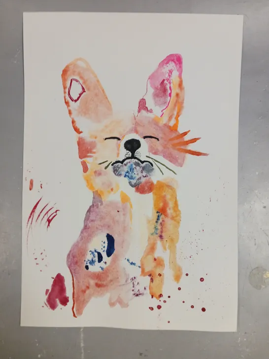 SIGNED AND DATED 50 SHADES OF RED FOX WATER COLOUR PAINTING