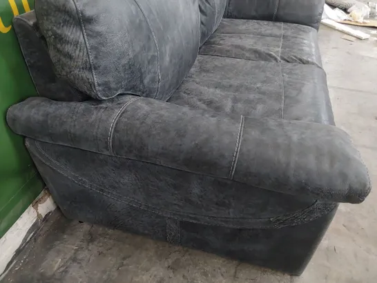 DESIGNER 2.5 SEATER DISTRESSED CHARCOAL LEATHER WITH CONTRASTING STITCHING 