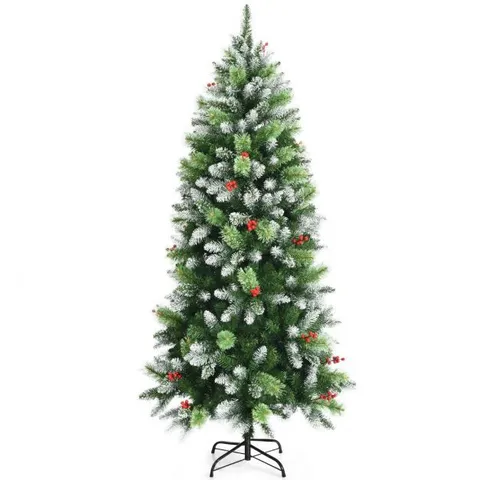 BOXED COSTWAY ARTIFICIAL CHRISTMAS TREE RED BERRIES 