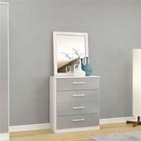 BOXED LYNX 4 DRAWER CHEST WHITE AND GREY