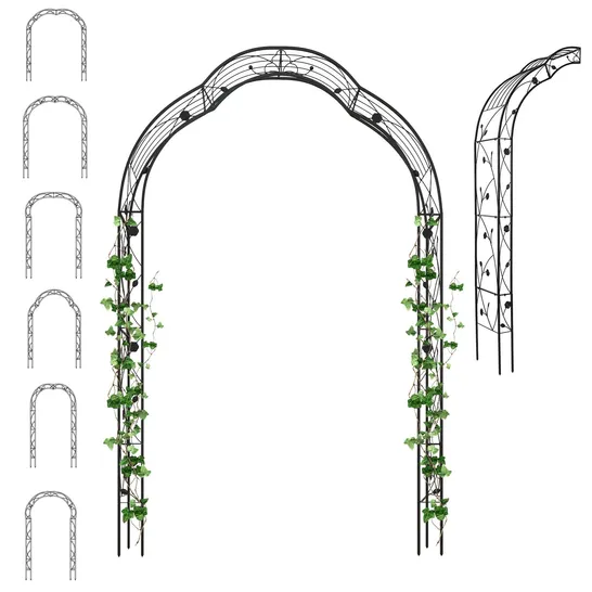 BOXED GARDEN ARCH ARBOR TRELLIS FOR CLIMBING PLANTS ROSES VINES - BLACK