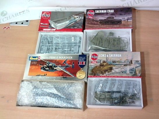 LOT OF 4 ASSORTED DESIGNER MODEL KITS TO INCLUDE 3X AIRFIX KITS AND 1X REVELL