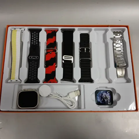 BOXED WATCH ULTRA INFINITE DISPLAY SMART WATCH WITH REPLACEMENT STRAPS 