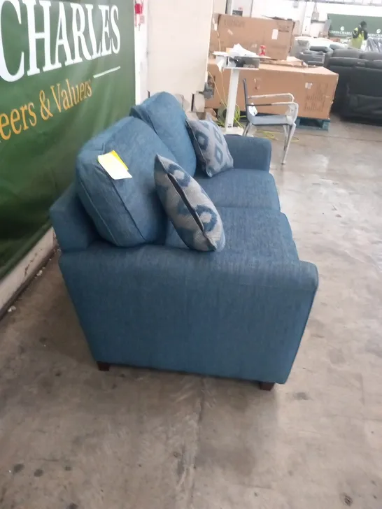 DESIGNER BLUE FABRIC 2 SEATER SOFA