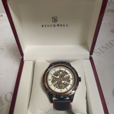 STOCKWELL SKELETON DIAL LEATHER STRAP WRISTWATCH