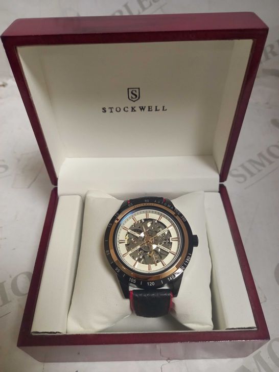 STOCKWELL SKELETON DIAL LEATHER STRAP WRISTWATCH RRP £650