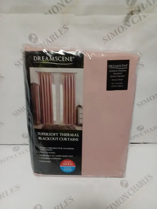 DREAMSCENE SUPER SOFT PENCIL PLEAT THERMAL BLACKOUT CURTAINS - 167 X 182CM