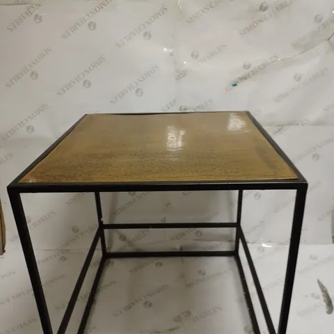 ANGLESEA SIDE TABLE ANTIQUE GOLD SURFACE WITH BLACK METAL FRAME