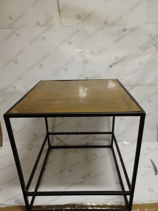 ANGLESEA SIDE TABLE ANTIQUE GOLD SURFACE WITH BLACK METAL FRAME