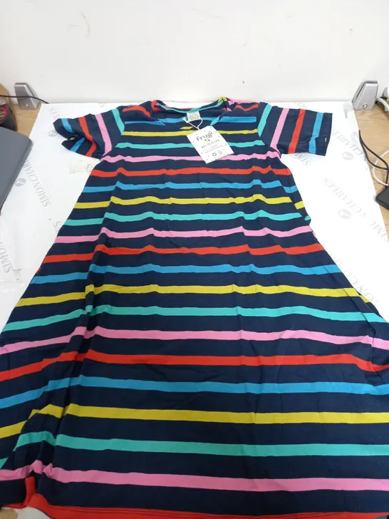 FRUGI NAOMI DRESS IN INDIA INK STRIPE - SIZE 10