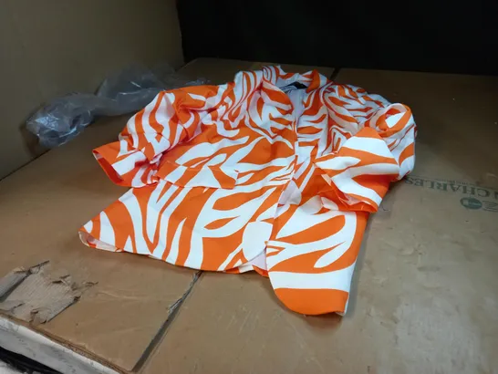 ORANGE ZEBRA RUCHED SLEEVED BLAZED