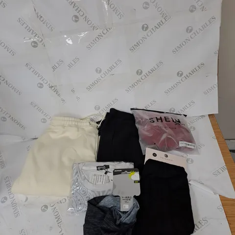 BOX OF ASSORTED CLOTHING TO INCLUDE JOGGERS, LEGGINGS, TOPS ETC