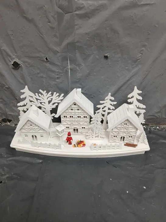 CHRISTMAS WHITE WOOD LIT VILLAGE SCENE RRP £34.99