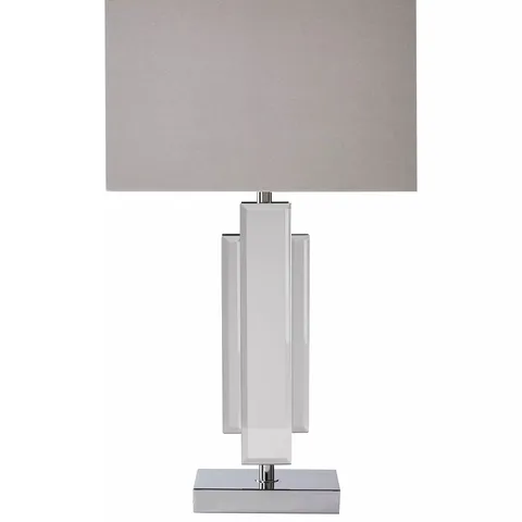 RENE MIRRORED GLASS TABLE LAMP & GREY SHADE