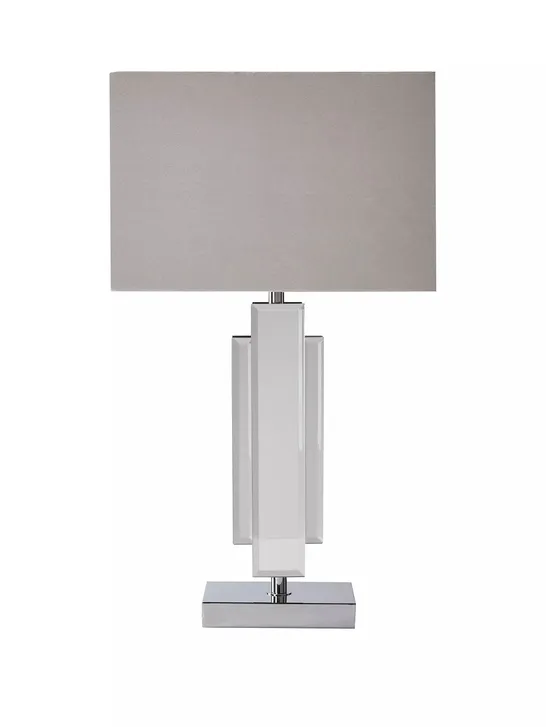 RENE MIRRORED GLASS TABLE LAMP & GREY SHADE RRP £45