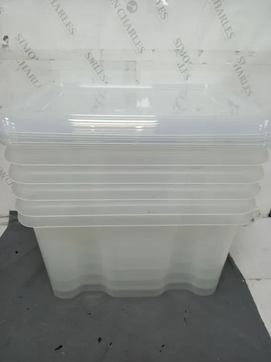 6 24L CLEAR STORAGE BOXES + LIDS