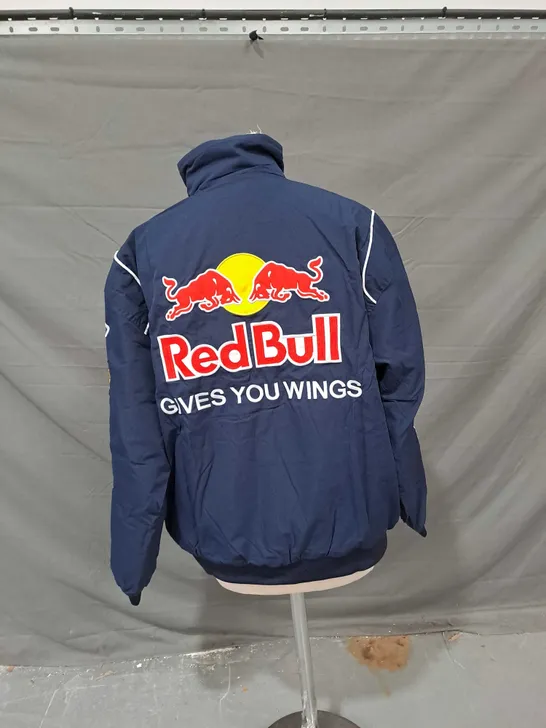 REDBULL PADDED EMBROIDERED BOMBER JACKET IN NAVY SIZE M