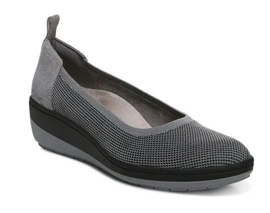 VIONIC ADVANTAGE JACEY KNIT WEDGE BALLERINA CHARCOAL SIZE 6.5