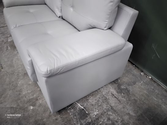 DESIGNER GREY LEATHER FIXED TWO SEATER SOFA 