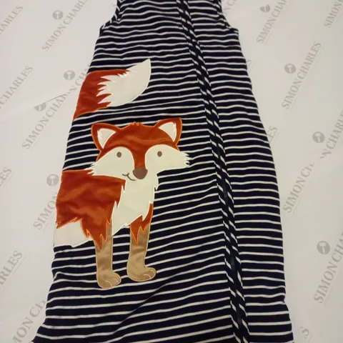 JOJO MAMAN BEBE BLUE/WHITE STRIPED GROBAG WITH FOX DETAIL - 18MTHS - 3YRS