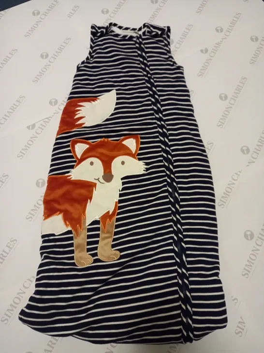 JOJO MAMAN BEBE BLUE/WHITE STRIPED GROBAG WITH FOX DETAIL - 18MTHS - 3YRS