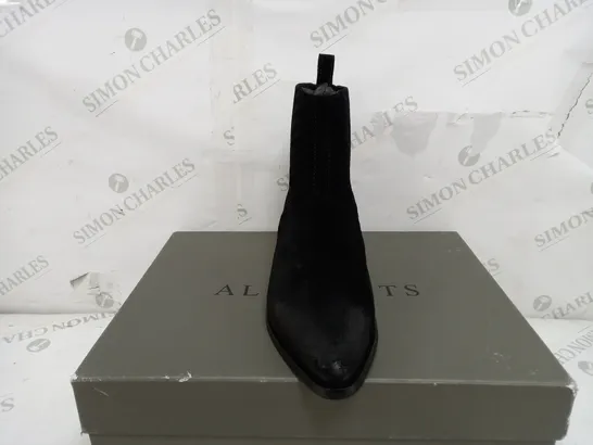 BOXED PAIR OF ALL SAINTS FION BLACK COW LEATHER BOOTS - UK 6