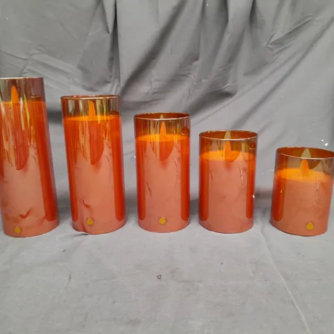 SET OF 5 LED FLAME CANDLES ORANGE 