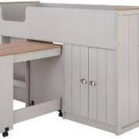 BOXED GRADE 1 ATLANTA MID SLEEPER BED WITH DESK AND STORAGE - GREY (3 BOXES)