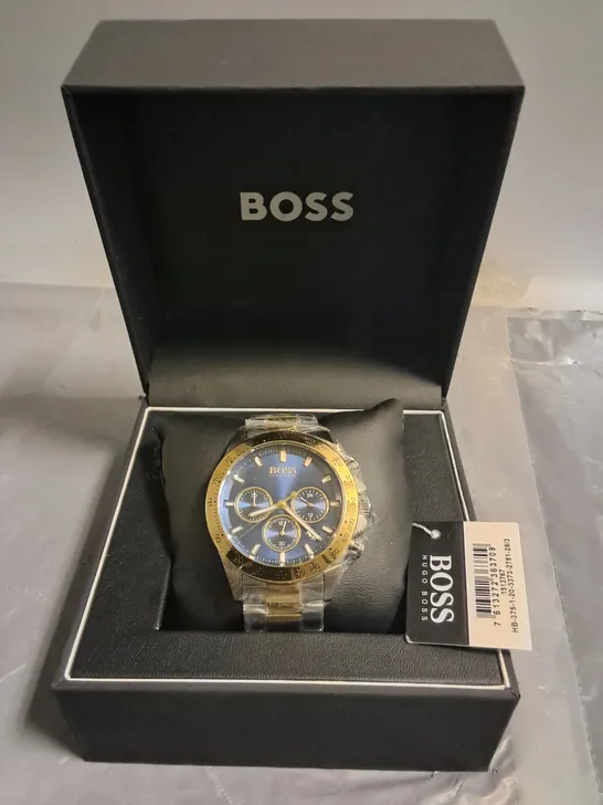 HUGO BOSS ALL STAINLESS STEEL CHRONOGRAPH WATCH WITH BLUE FACE